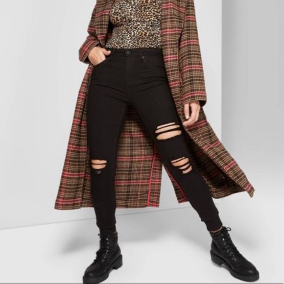 Wild Fable Black Distressed High Waisted Jeans - Picture 3 of 5